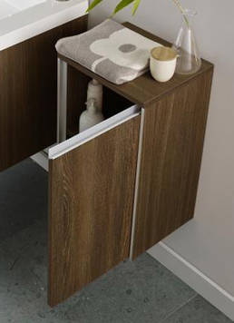 Example image of Hudson Reed Erin Wall Mounted Side Cabinet (Textured Oak).