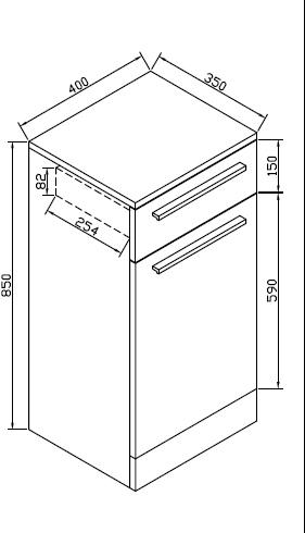 Technical image of Hudson Reed Dunbar Floor Standing Side Cabinet (Textured Oak).