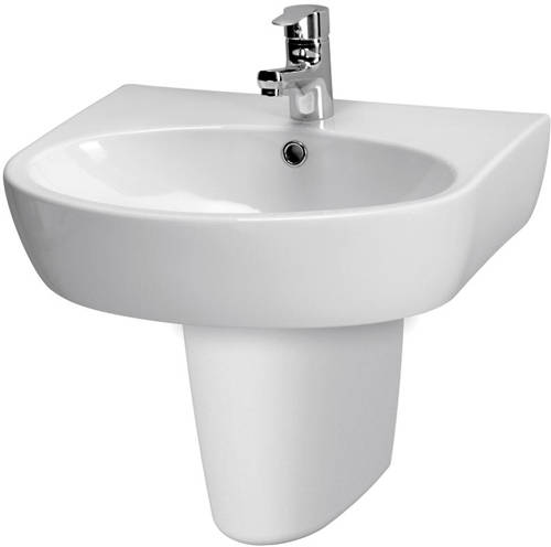 Example image of Premier Cairo Bathroom Suite With Toilet, 550mm Basin & Semi Ped (1TH).