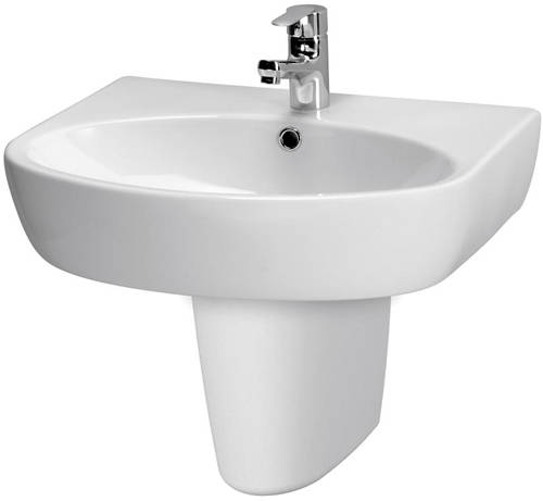Example image of Premier Cairo Bathroom Suite With Toilet, 600mm Basin & Semi Ped (1TH).