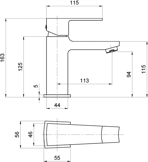 Technical image of Hudson Reed Camber Designer Basin & Bath Filler Tap (Chrome).