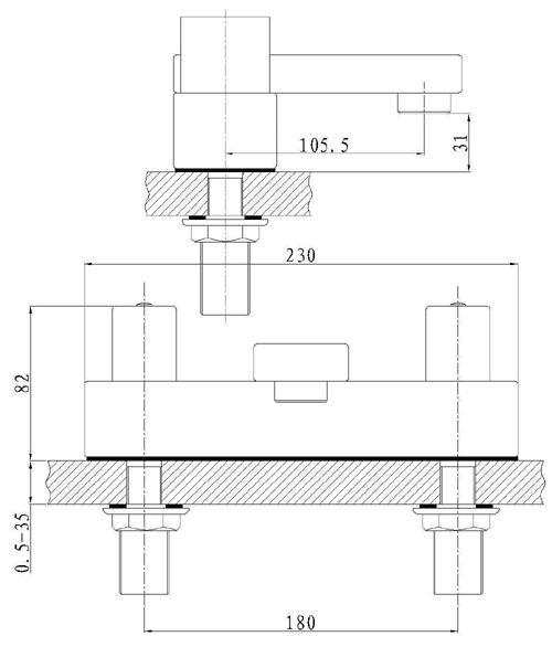 Technical image of Hudson Reed Carmen Bath Filler.