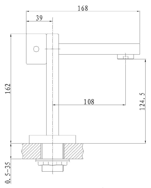 Technical image of Hudson Reed Carmen Mono Basin Mixer With Free Push Button Basin Waste.