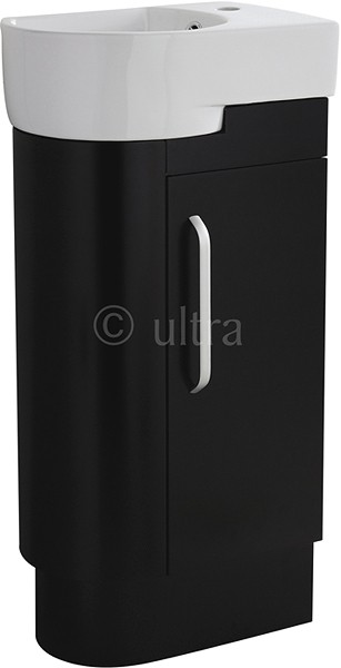 Larger image of Ultra Carlton Cloakroom Vanity Unit (Left Handed, Black). 410x850x270mm.