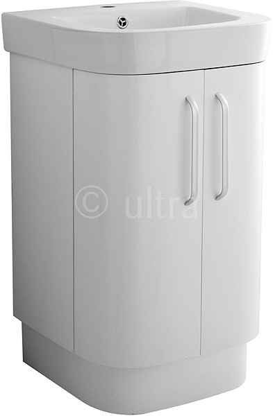 Larger image of Ultra Carlton Vanity Unit With Ceramic Basin (White). 500x850x450mm.