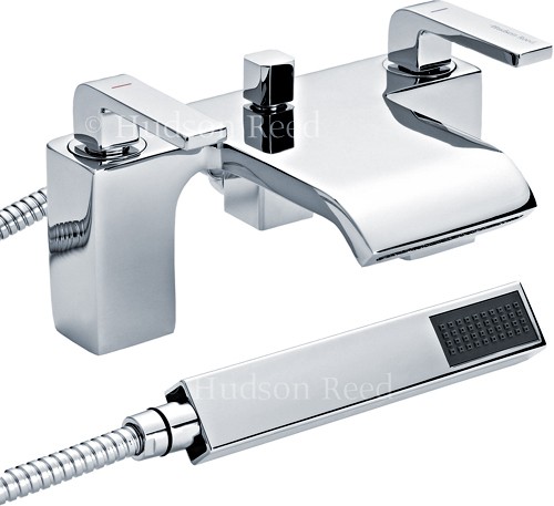 Example image of Hudson Reed Carma Waterfall Basin & Bath Shower Mixer Tap Set.