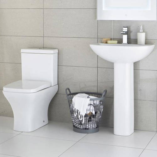Larger image of Premier Carmela Semi Flush Toilet With 550mm Basin & Full Pedestal.