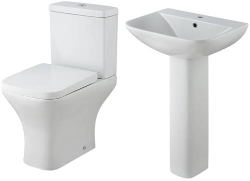 Example image of Premier Carmela Semi Flush Toilet With 550mm Basin & Full Pedestal.