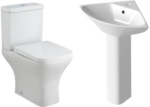 Larger image of Premier Carmela Semi Flush Toilet With Corner Basin & Full Pedestal.