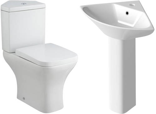 Larger image of Premier Carmela Corner Toilet With Corner Basin & Full Pedestal.