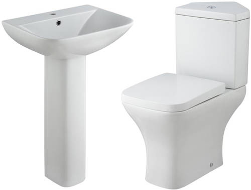Larger image of Premier Carmela Corner Toilet With Basin & Full Pedestal.