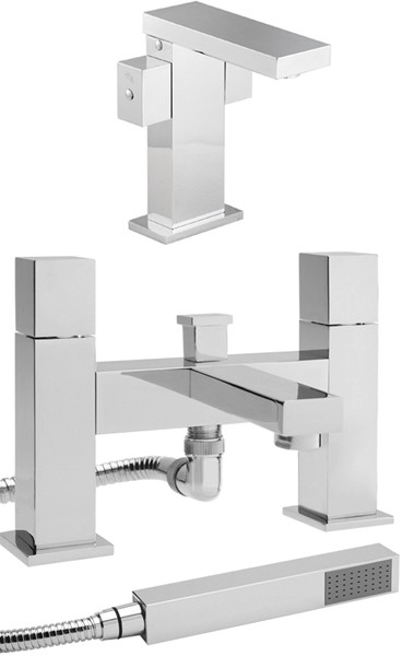 Larger image of Hudson Reed Carmen Basin & Bath Shower Mixer Tap Set (Free Shower Kit).