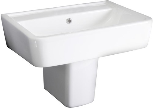 Larger image of Hudson Reed Ceramics Basin & Semi Pedestal (1 Tap Hole, 600mm).