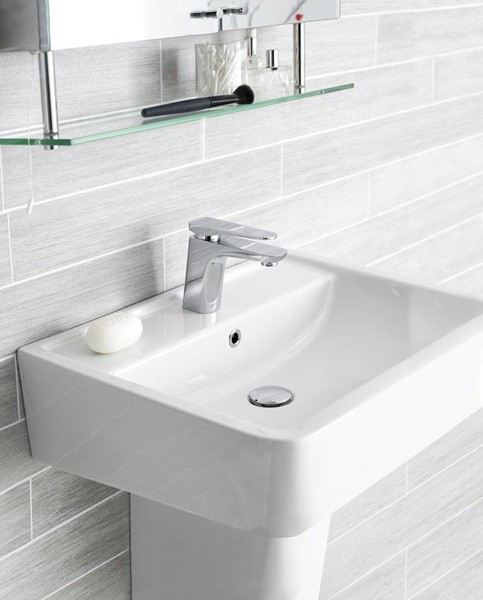 Example image of Hudson Reed Ceramics Basin & Full Pedestal (1 Tap Hole, 600mm).