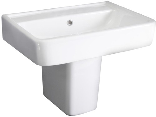 Larger image of Hudson Reed Ceramics Basin & Semi Pedestal (1 Tap Hole, 520mm).