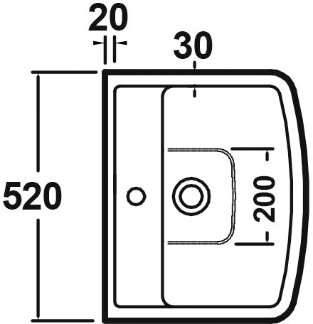 Technical image of Premier Ambrose 520mm Basin & Semi Pedestal.