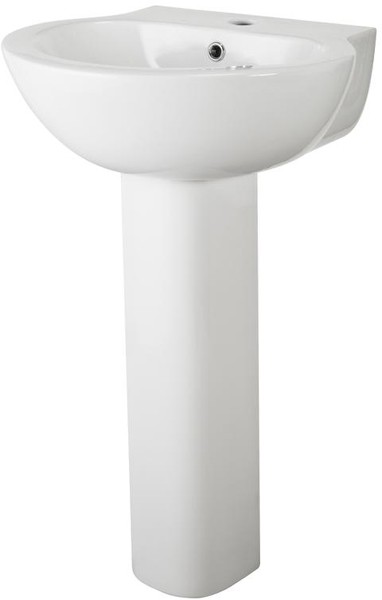 Larger image of Hudson Reed Ceramics Basin & Full Pedestal (1 Tap Hole, 540mm).