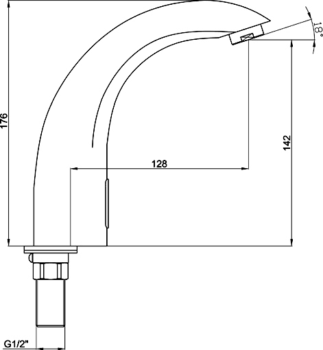 Technical image of Ultra Water Saving Electronic Basin Sensor Tap (Battery Or Mains Powered).