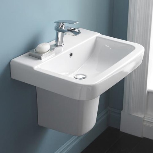 Larger image of Hudson Reed Ceramics Basin & Semi Pedestal (1 Tap Hole, 650mm).