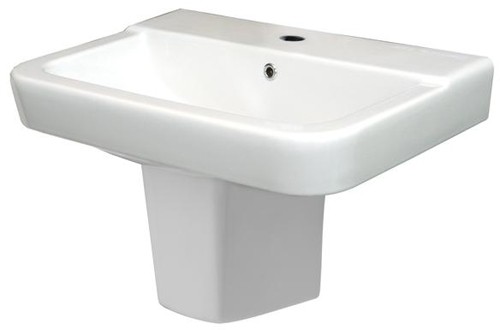 Example image of Hudson Reed Ceramics Basin & Semi Pedestal (1 Tap Hole, 650mm).