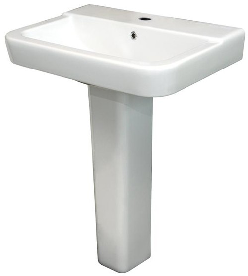 Larger image of Hudson Reed Ceramics Basin & Full Pedestal (1 Tap Hole, 650mm).