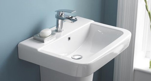 Example image of Hudson Reed Ceramics Basin & Full Pedestal (1 Tap Hole, 650mm).