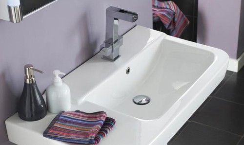 Example image of Hudson Reed Ceramics Basin & Semi Pedestal (1 Tap Hole, 850mm).