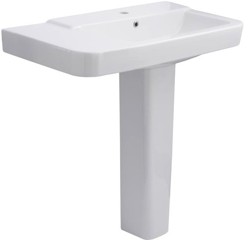 Larger image of Hudson Reed Ceramics Basin & Full Pedestal (1 Tap Hole, 850mm).