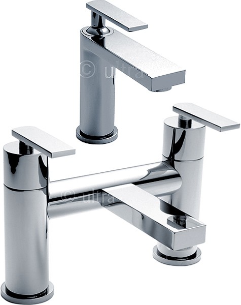 Larger image of Ultra Charm Basin Mixer & Bath Filler Tap Set (Chrome).