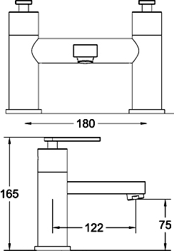 Technical image of Ultra Charm Basin Mixer & Bath Filler Tap Set (Chrome).