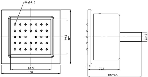 Technical image of Ultra Volt Volt Thermostatic Shower Valve With Head, Slide Rail & Jets.