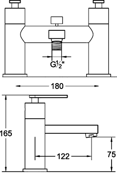 Technical image of Ultra Charm Bath Shower Mixer Tap With Shower Kit (Chrome).