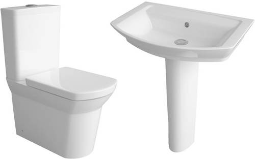 Larger image of Premier Ceramics Clara Suite With Toilet, 650mm Basin & Full Pedestal.
