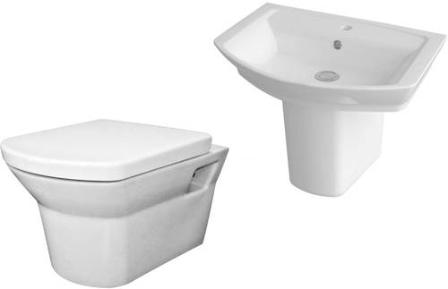 Larger image of Premier Ceramics Clara Suite With Toilet, 550mm Basin & Semi Pedestal.