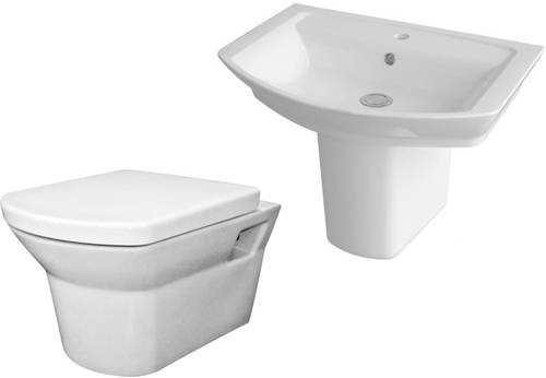 Larger image of Premier Ceramics Clara Suite With Toilet, 650mm Basin & Semi Pedestal.