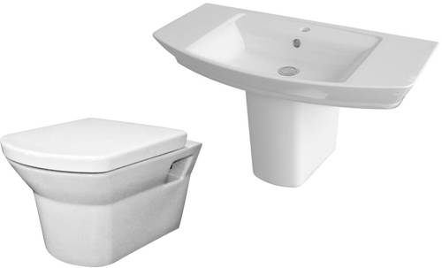Larger image of Premier Ceramics Clara Suite With Toilet, 850mm Basin & Semi Pedestal.