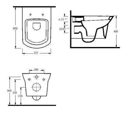 Technical image of Premier Ceramics Clara Suite With Toilet, 850mm Basin & Semi Pedestal.