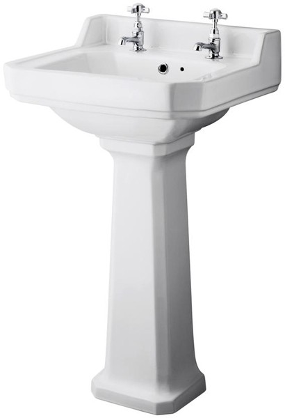 Larger image of Ultra Lewiston Traditional Basin & Full Pedestal (2 Tap Hole, 500mm).