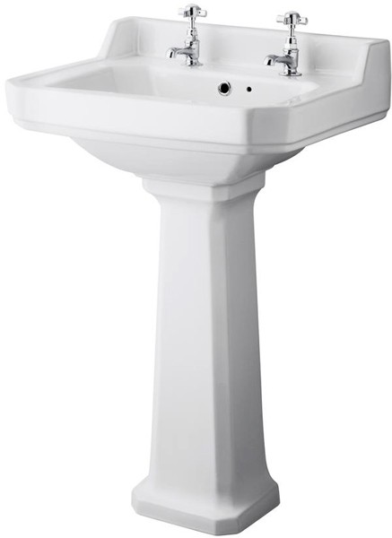 Larger image of Ultra Lewiston Traditional Basin & Full Pedestal (2 Tap Hole, 560mm).