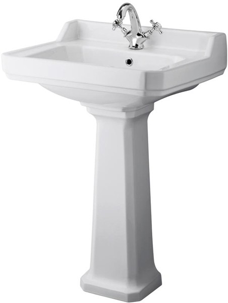 Larger image of Ultra Lewiston Traditional Basin & Full Pedestal (1 Tap Hole, 600mm).