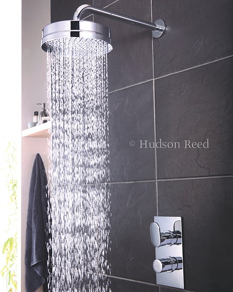 Example image of Hudson Reed Cloud 9 Twin Thermostatic Shower Valve & Fixed Shower Head.