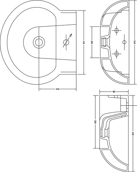 Technical image of Premier Ceramics Flush To Wall Toilet With Seat, Basin & Full Pedestal.