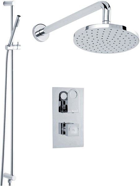 Larger image of Hudson Reed Deco 3/4" Thermostatic Shower Valve, Diverter, Head & Slide Rail.