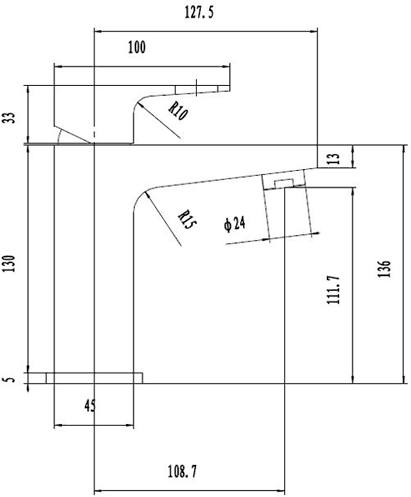 Technical image of Hudson Reed Deco Basin Mixer & Bath Shower Mixer Tap Set (Free Shower Kit).