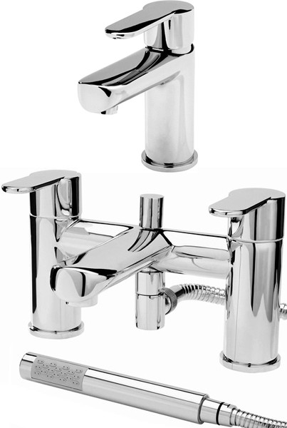 Larger image of Hudson Reed Dias Basin Mixer & Bath Shower Mixer Tap Set (Free Shower Kit).