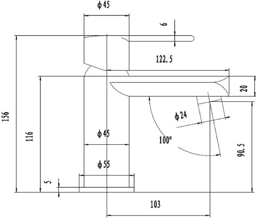 Technical image of Hudson Reed Dias Basin Mixer & Bath Shower Mixer Tap Set (Free Shower Kit).