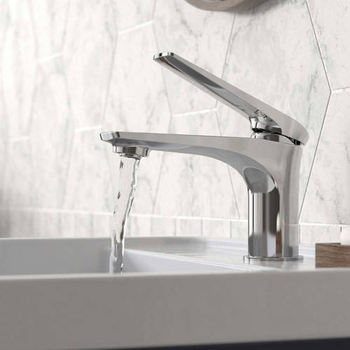 Example image of HR Drift Mono Basin Mixer Tap With Push Button Waste (Chrome).
