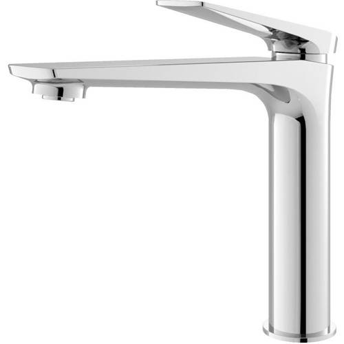 Larger image of HR Drift Tall Basin Mixer Tap With Push Button Waste (Chrome).