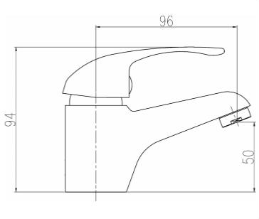 Technical image of Nuie Eon Basin Mixer Tap With Push Button Waste (Chrome).