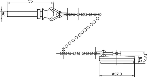 Technical image of Wastes Brass Plug And Chain For Basin (Chrome).